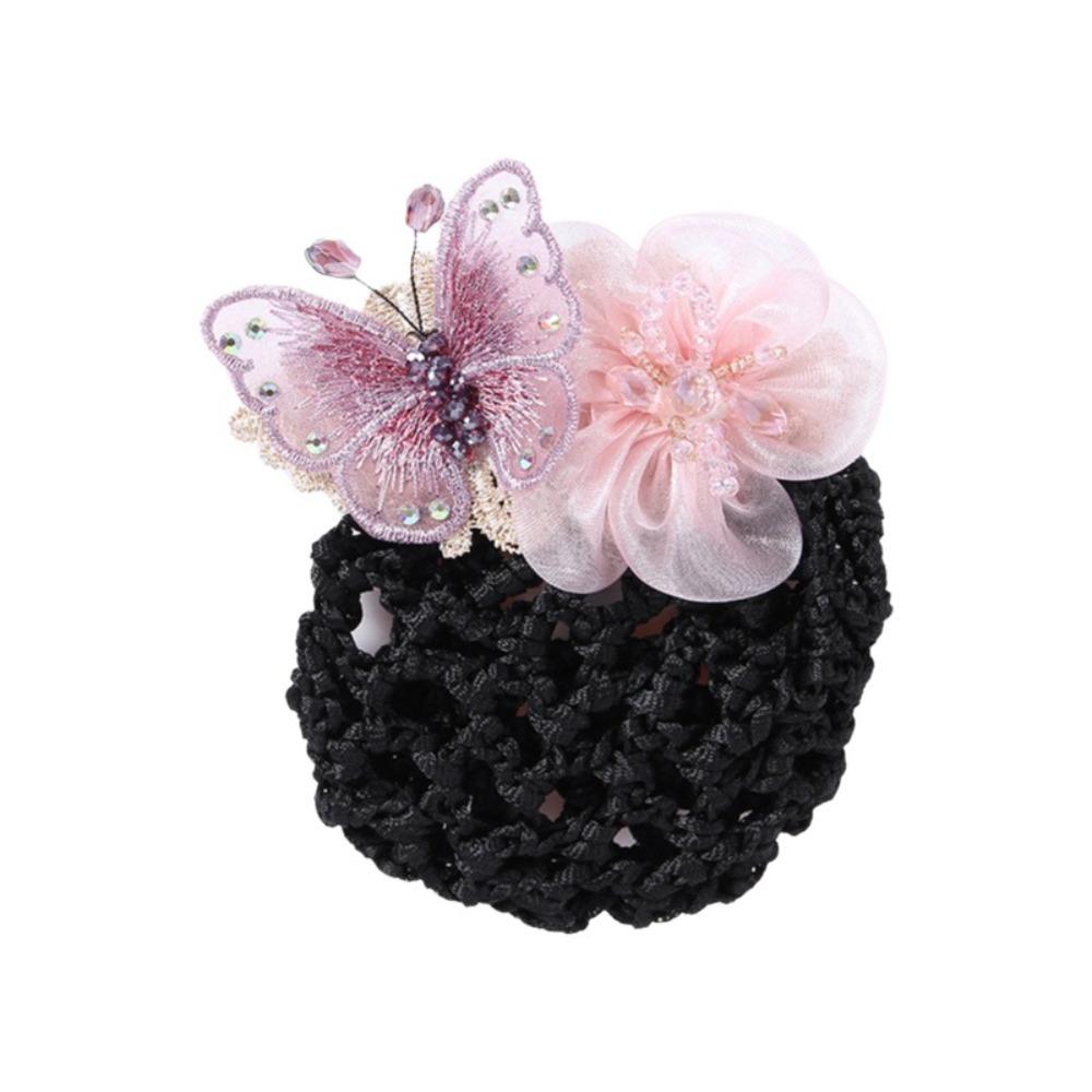 Butterfly Flower Elastic Hair Net Korean Style Hair Bun Holder Hair Bun Net Office Professional