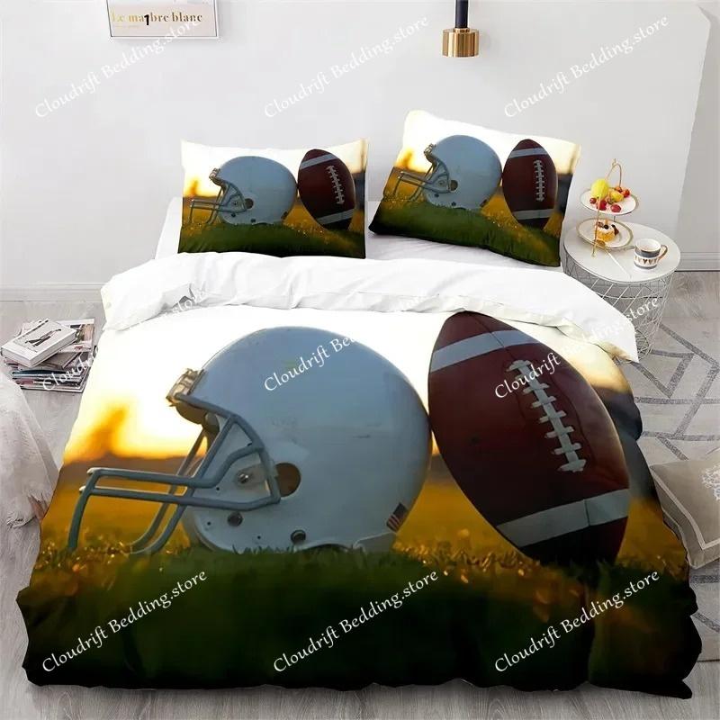 Sport Bettbezug Set American Football Spieler Bettwäsche Set für Jungen Mädchen Kinder Weicher Ballsport Steppdeckenbezug mit Kissenbezügen