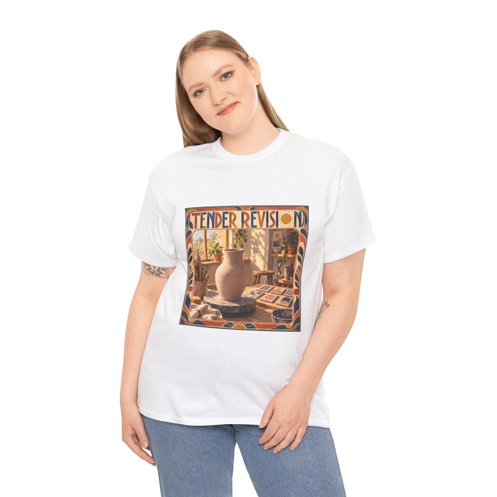 Ceramic Vase Pottery Music Art Pop Bohemian Handcrafted Unisex Heavy Cotton Tee