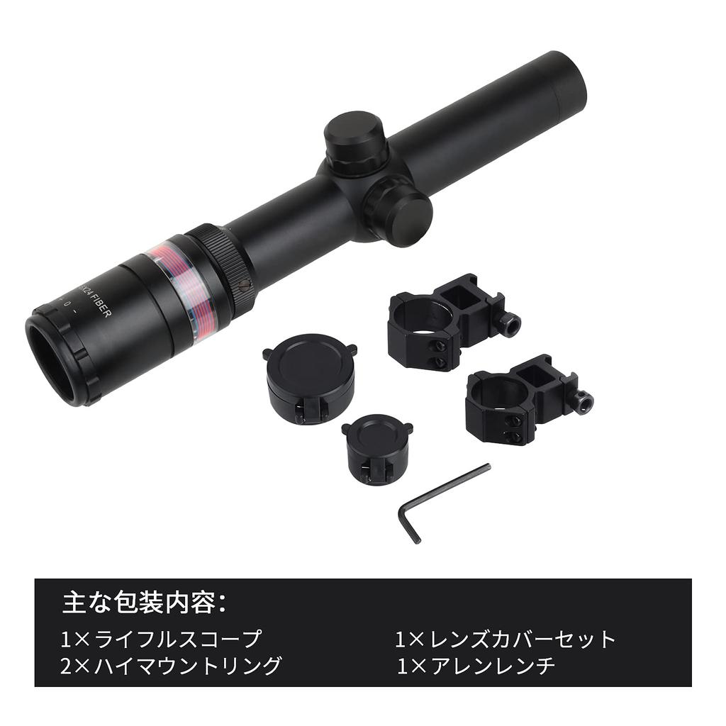 FOCUHUNTER 1.5-6X24mm Short Scope, Tactical Telescope Sight with Variable 1.5-6x Zoom, WeaverPicatinny Rail Mount Ring & Lens Caps, Red Triangle,