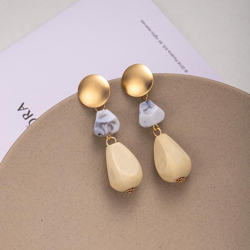 Creative Acrylic Earrings, Wood Water Drop Earrings, Niche High-End Earrings.