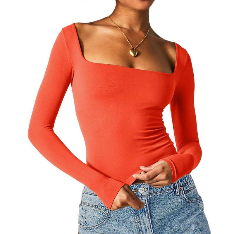 Long Sleeved Square Neck Sexy Base Shirt Long Sleeve Square-Neck Sexy Base Shirt