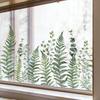 Adesivo de Janela Folha de Samambaia Verde Folhas de Pteridófita Plantas Estático PVC Adesivo de Janela Reutilizável Impermeável Decalques para Decoração de Janela de Porta de Sala de Casa