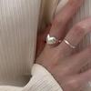 925 Silver Rings For Women Simple Minimalist Retro Heart Open Finger Ring Fashion Band Female Bijoux Gift