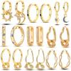 925 Silber Goldfarbe Runde Creolen Goldene Ohrring Passform Original Charms DIY Feiner Schmuck Für Mode Frauen
