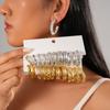 Twelve-piece Geometric Round Pleated Silver Needle Stud Earrings Cold Wind Sexy Earrings