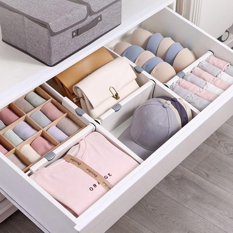 Retractable Drawer Divider Plastic Adjustable Thickened Punch-free Home Underwear Socks Storage Grid Clapboard Portable Simple