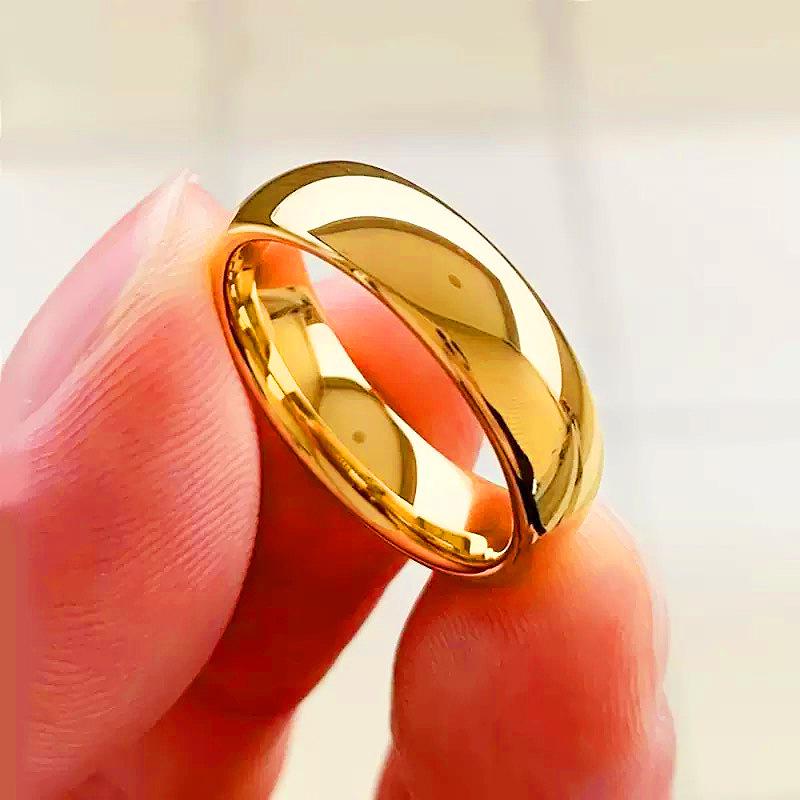 Korean-Style Smooth Loach Back Couple Rings - Simple Arc Design Finger Jewelry