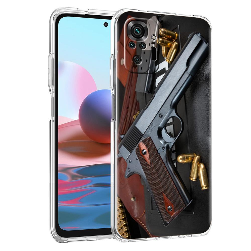 Handgun Gun BUllets Transparent Phone Case for Redmi 10c Note 11 11T 8A 9A 9C 8 9 10 K40 Plus 12 Pro 4G Soft Cover Shell Capas