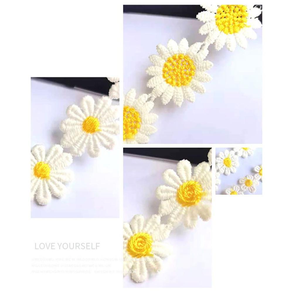 Bright Embroidered Headwear Decor Handmade DIY Craft Daisy Lace Trim Sewing Supplies Ribbon