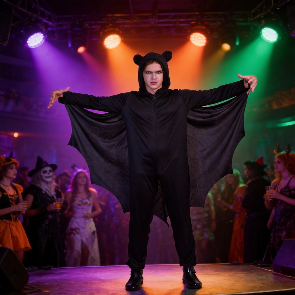 Halloweenský kostým netopýra pro muže z polyesterového materiálu pro cosplay akce