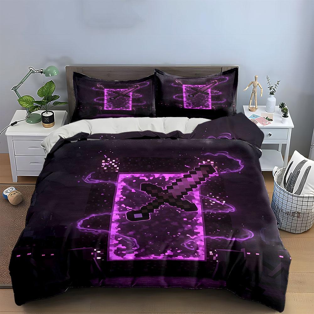 Pixelated sword with glow. Bedding sets Duvet cover sets Duvet covers Pillowcases(1 * Duvet Cover 2 * Pillowcases without duvet insert)
