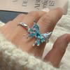 925 Sterling Silver Rings for Women Couple Minimalist Handmade Simple Blue Butterfly Ring Fine Jewelry Gift Prevent Allergy