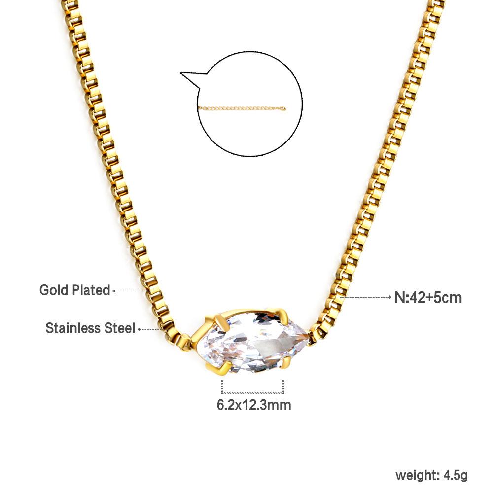 Simple Round White Diamond Pendant Necklace Elegant Versatile Collarbone Chain Jewelry For Women