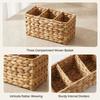 Woven Three Compartment Storage Basket, Storage Basket, Rattan Storage Basket Multifunctional Home Organizer