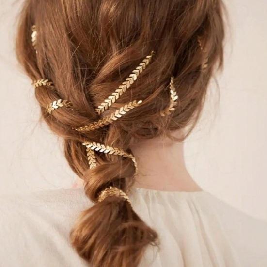 Hair Chain French Retro Style Golden Wheat Design Bridal Hair Clip Women Alloy Hair Decoration Easy to Wear Hair Accessory