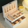 Elegant Multi-Layered PU Leather Jewelry Box with Lock for Earrings, Necklaces, and More