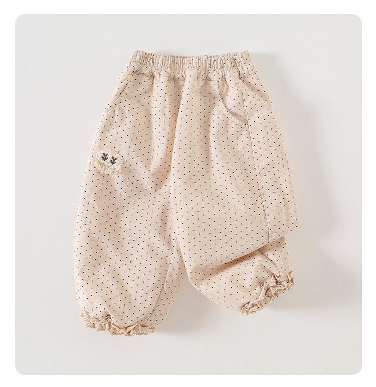 Infant Girls' Polka Dot Cotton Cuffed Sweatpants for Autumn/Winter 2026