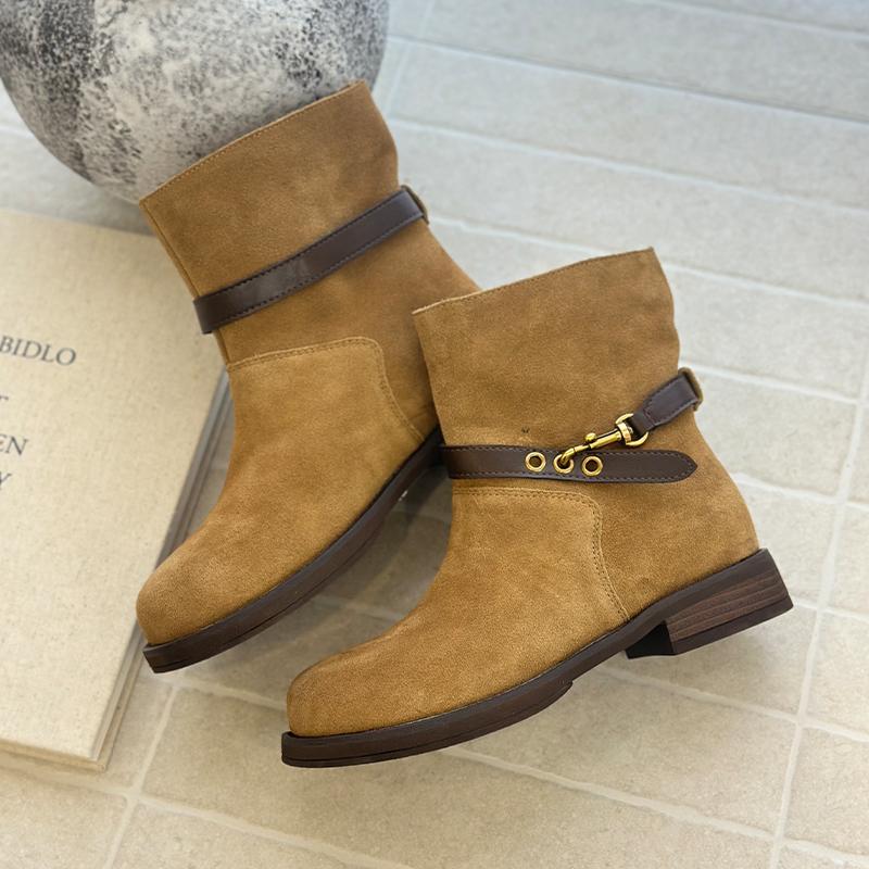

Модные женские ботильоны из замши Зимняя мода Платье Туфли на каблуке Дизайнерские Уютные женские ботинки 2025 Новые Повседневные Botas De Mujer Zapatos 40