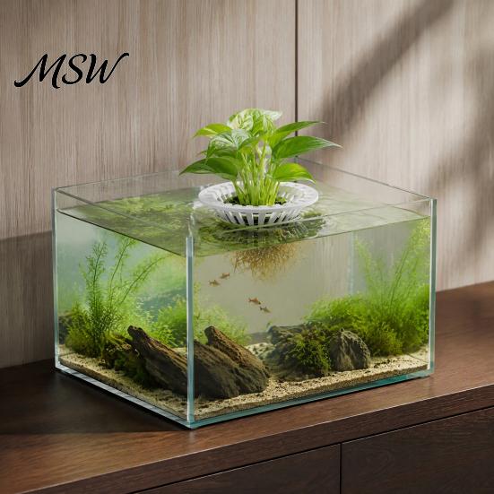 Floating Garden for Aquarium 3D Printed Plant Holder, Water Hydroponic Planter Basket, Aquatic Rooting Box Pot, Fish Tank Aquascape Decoration Plants