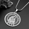 Black Enamel TENGRI BIZ MENEN Wolf Head Rune Stainless Steel Pendant Necklace for Women Men Silver Color Chain Amulet Jewelry