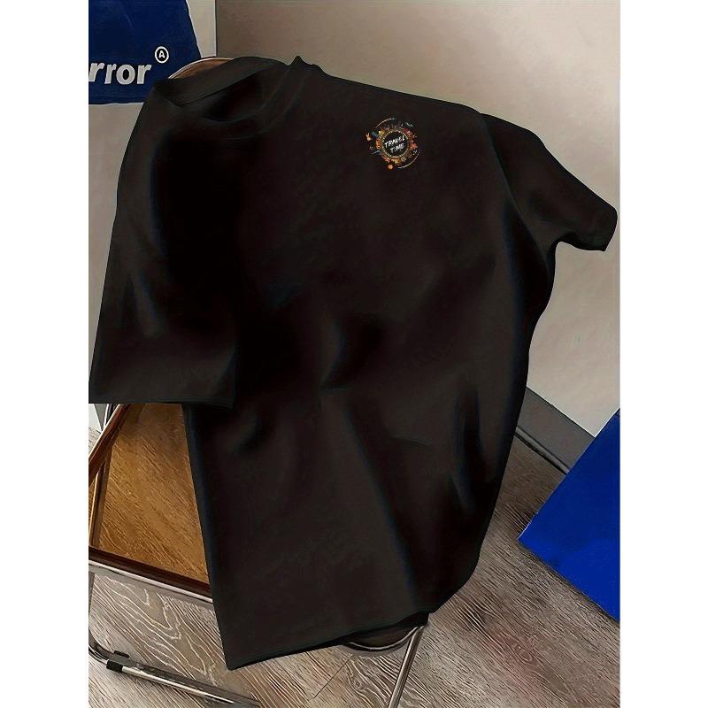European Size Men'S Graphic T-Shirts, Summer Pure Casual Wear, Solid Color Sports Classic Style