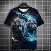 Animal Men's T-shirt 3d Tiger Print Men's Tops Casual Short Sleeve Simple T-shirt Summer Round Neck T-shirt Men's Ultra Clothing