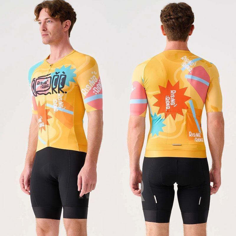 2025New Cycling Jersey Spring Summer Short Sleeve Sun Protection Road Bike Men's Outdoor Breathable Quick-Dry Top