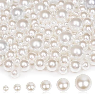 2000PCS Pearls for Crafting, Ivory No Hole Beads for Centerpieces Vases, Assorted Sizes Bulk Fake Pearls Beads for Vase Filler,Jewelry Making