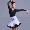 Girls' Exam Grade Latin Dance Costume Set - Long Sleeve Jumpsuit with Skirt for Autumn Practice