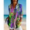 Women's Shirt Graphic Geometric Plaid Vintage Tropical Daily Long Sleeve Shirt Collar Regular Tops Holiday Buttons Print Fall