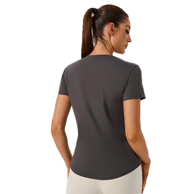 Dámské lehké krátkorukávé jógové triko - Prodyšné, rychleschnoucí, univerzální, přiléhavé sportovní oblečení pro trénink a fitness