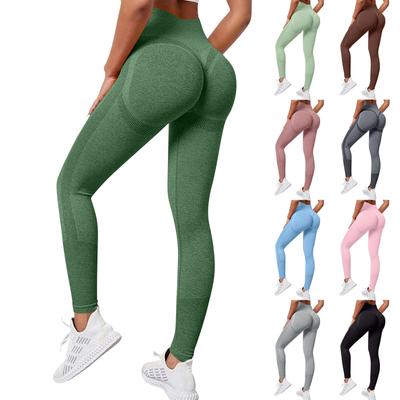 Women's Fashion Solid Color Peach Hip High Waist Elastic Tight Leggings Sports Fitness Yoga Pants
