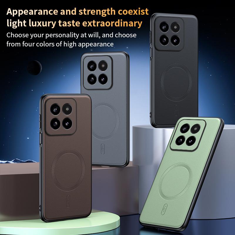 For Xiaomi 14 Pro Case Magnetic Leather Shield Cover For Xiaomi 14 Pro High Quality Anti-Fingerprint Non-Slip PC+TPU