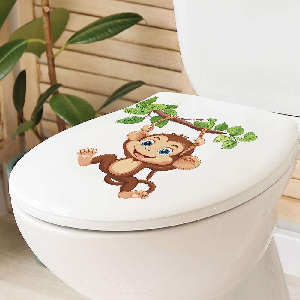 Animacinis žaismingas beždžionė vonios kambarys vonios kambarys tualetas su namų puošybos dekoratyviniais lipdukais