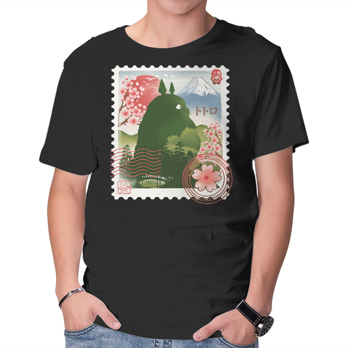 Unisex Crew Neck T-Shirt My Neighbor Mail Stamp Graphic Short Sleeve Casual Tee XXXL
