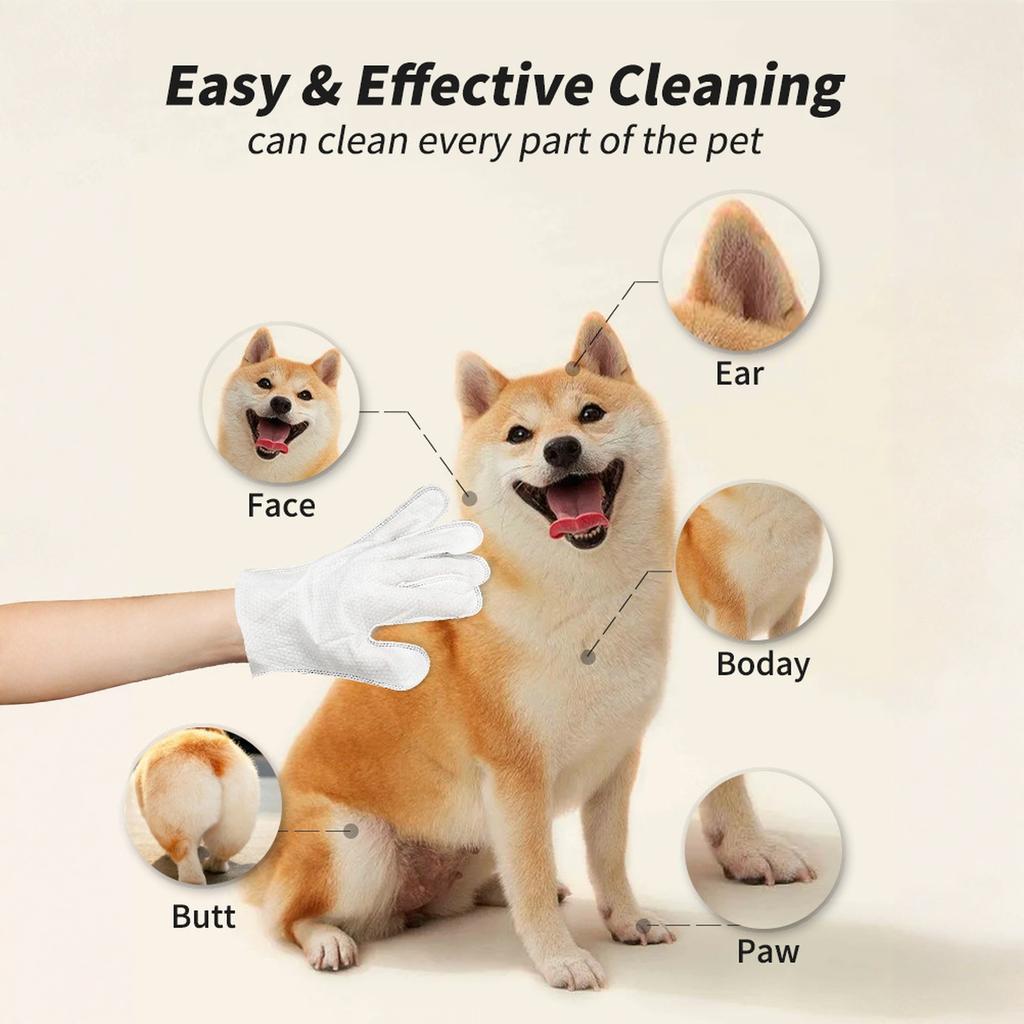 Cleaning for Dog and, Face, Ear, Eye, Cleaning Wipes, Pet Wash Free Gloves, Cleaning Grooming Wipes for Daily and Traveling