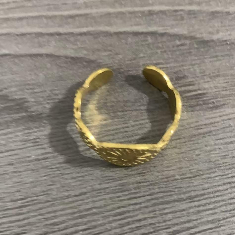 

Vintage Drip Gem Stainless Steel Oval Ring - Retro Elegance Adjustable Open