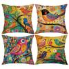 4pcs Vibrant Floral Bird Pillow Covers, Colorful Abstract Modern Print, Polyester Zip Closure, for Living Room Bedroom Decor