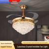European Light Luxury Crystal Ceiling Fan with Invisible Blades for Living Room, Bedroom, and Restaurant.