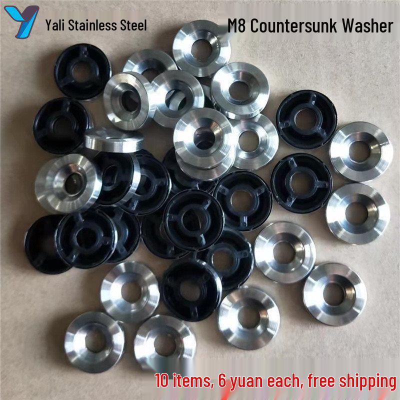 Enhanced M8 Stainless Steel Countersunk Washer with Fish Eye Design and M6 Flat Rubber Ring 201 Stainless Steel M8 Washer [10 pieces]