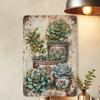 Vintage Metal Succulent Wall Decor 8x12 Inch Iron Foil Art for Kitchen Bar Cafe