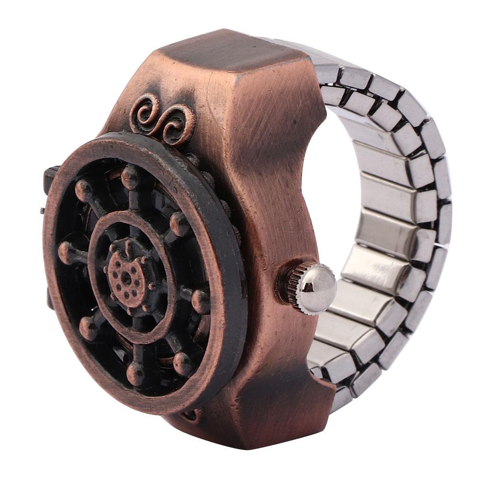 

Часы с кольцом на палец, откидная крышка, винтажные полые мужские кварцевые часы с кольцом на палец(красный ) розового золота