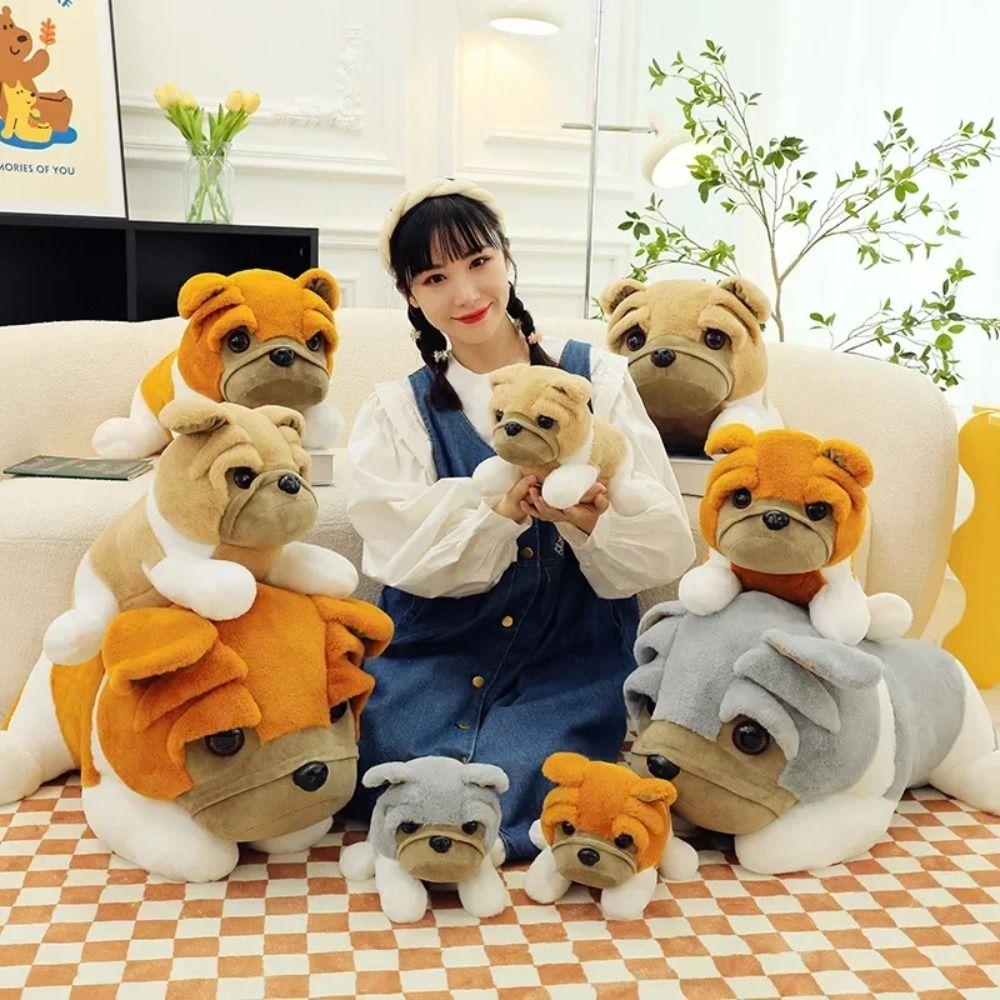 PP Cotton Shar Pei Dog Plush Toy Thick Eyelids Animals Stuffed Toys  Christmas