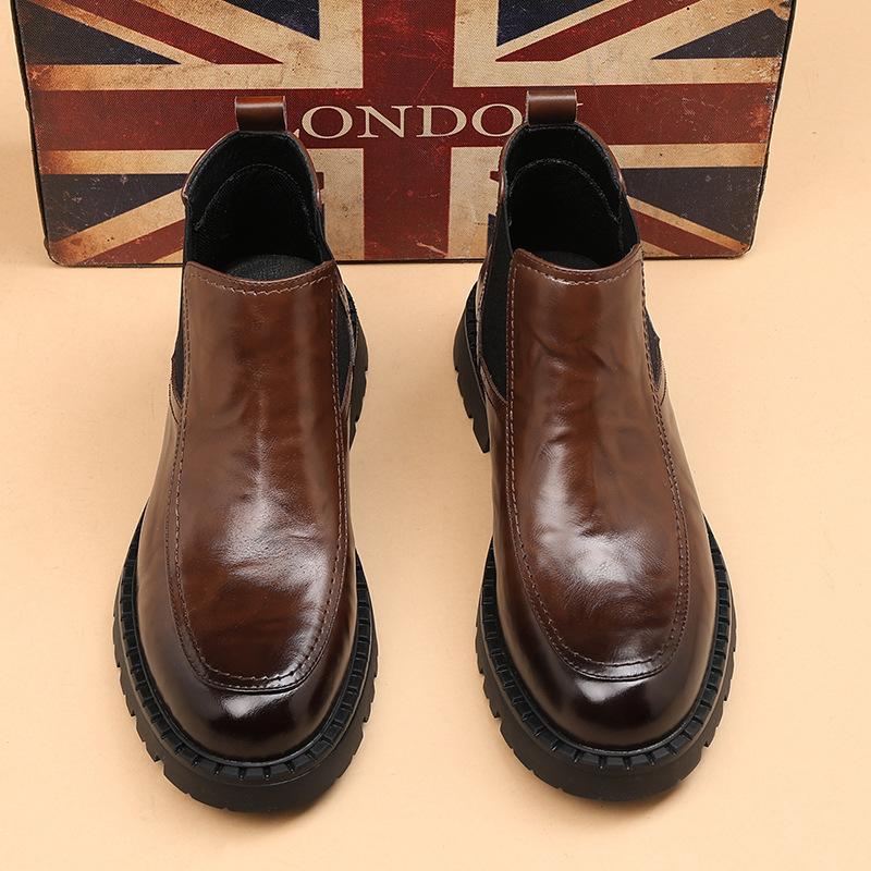 

2025 Winter Men s Boots Martin Boots High Top Leather Shoes Casual Business Short Boots Soft Sole Fashion Leather Boots Chelsea 44