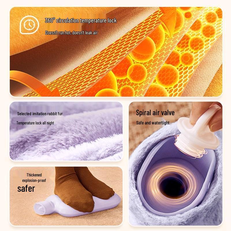 Plush Imitation Rabbit Fur Hot Water Bottle: Hand, Foot, and Bed Warmer