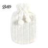 Hot Water Bag with Drawstring 2L Bottle Plush Cover, Pompom Lightweight Bag, Winter Warm for Hands, Feet, Stomach