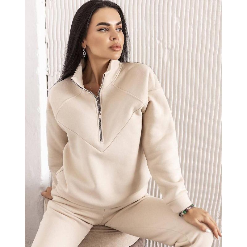Spring and Autumn Fashion Casual Hooded Sweatshirt Two-piece Set Long Sleeve Solid Color Fleece Retractable Feet Casual Set