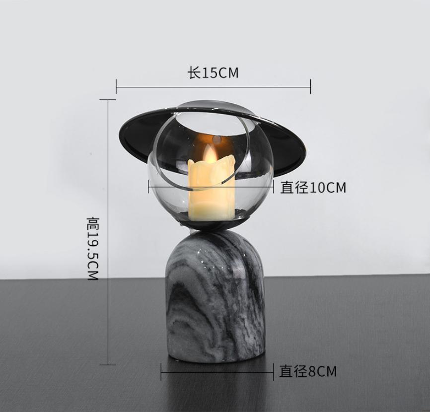 Nordic Simple Natural Marble Circular Creative Candlestick Decoration Sample Room Home Living Room Decorative Candlestick
