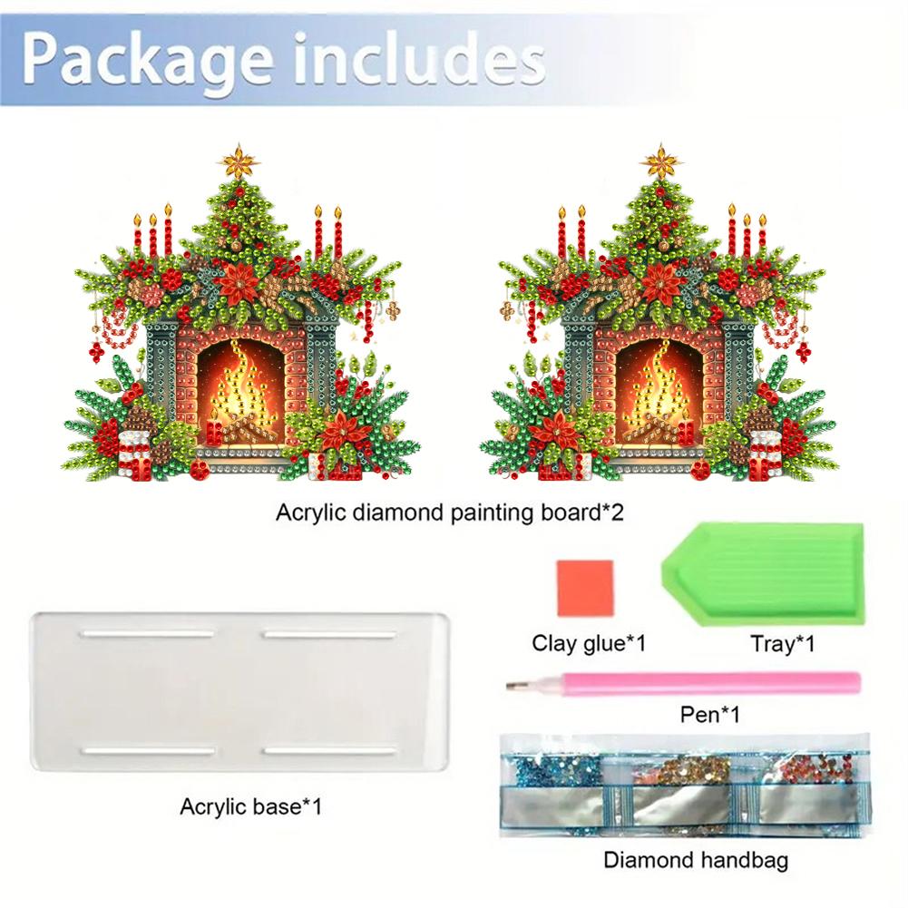 Acryl Doppelseitiger Weihnachts-Tischaufsteller Diamantmalerei Serviettenhalter Ornament Desktop Diamantkunst Aufbewahrungsregal Bausätze für Heimdekor